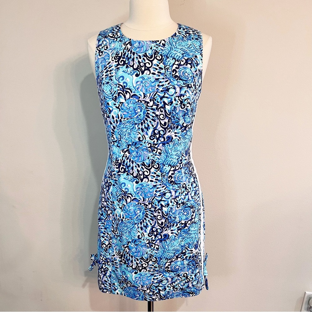 NWT Lilly Pulitzer Mila Shift Dress Light Aqua Spritz Size 10 Stretch